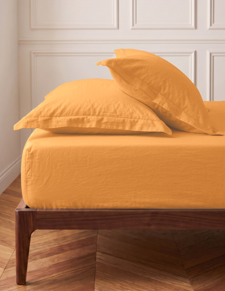 Drap housse en percale lavée bonnet...