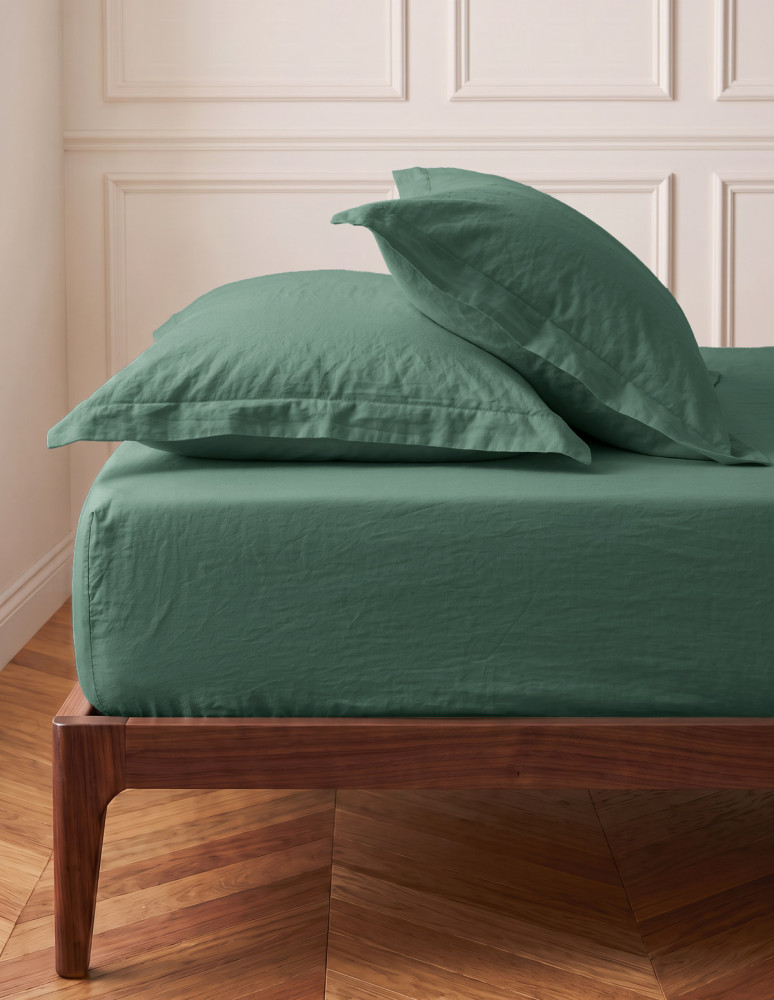 Drap housse en percale lavée bonnet...