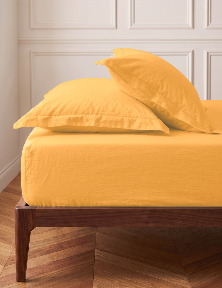 Drap housse en percale lavée bonnet...
