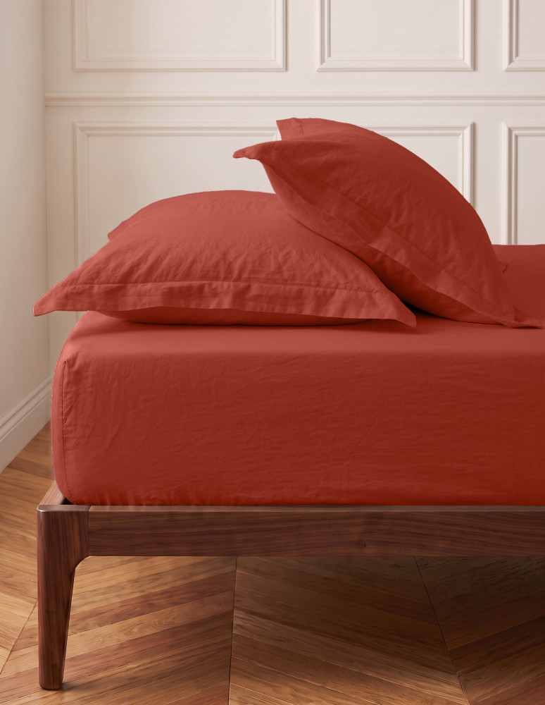 Drap housse en percale lavée bonnet...
