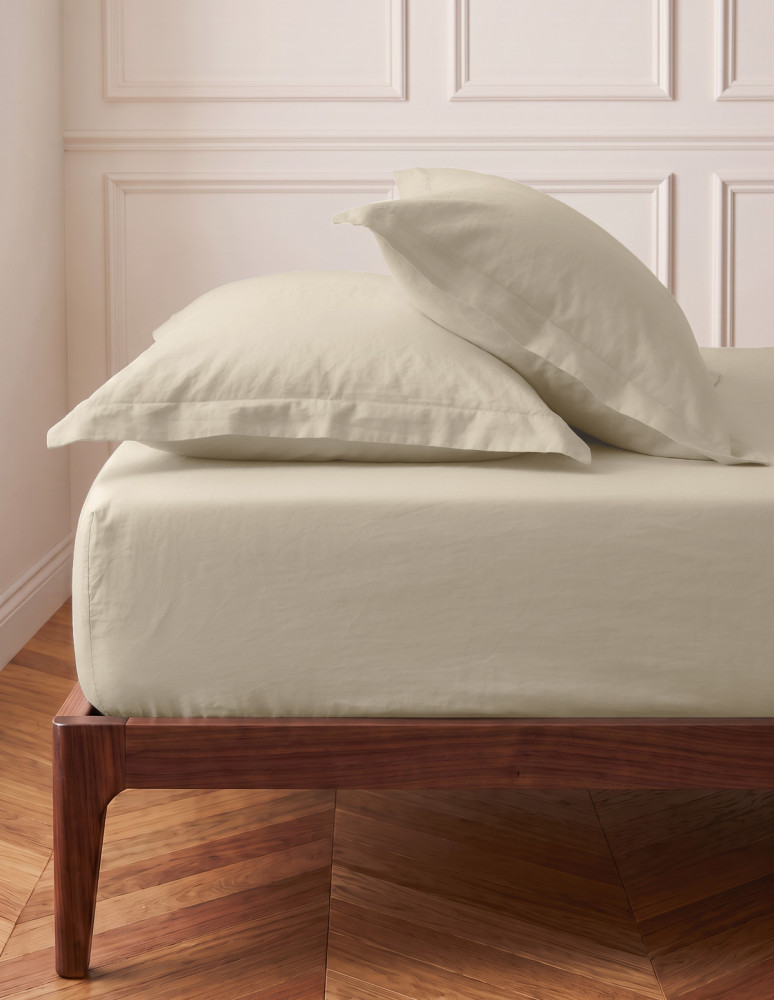 Drap housse en coton lavé biologique...
