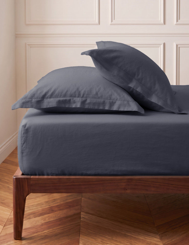 Drap housse en coton lavé...